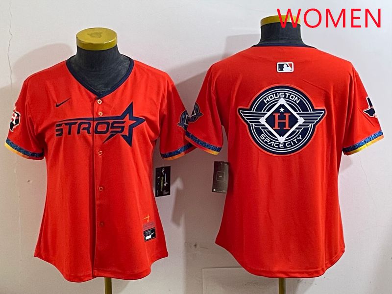 Women Houston Astros Blank Orange Fourth generation Joint Name 2025 Nike MLB Jersey style 15->women mlb jersey->Women Jersey